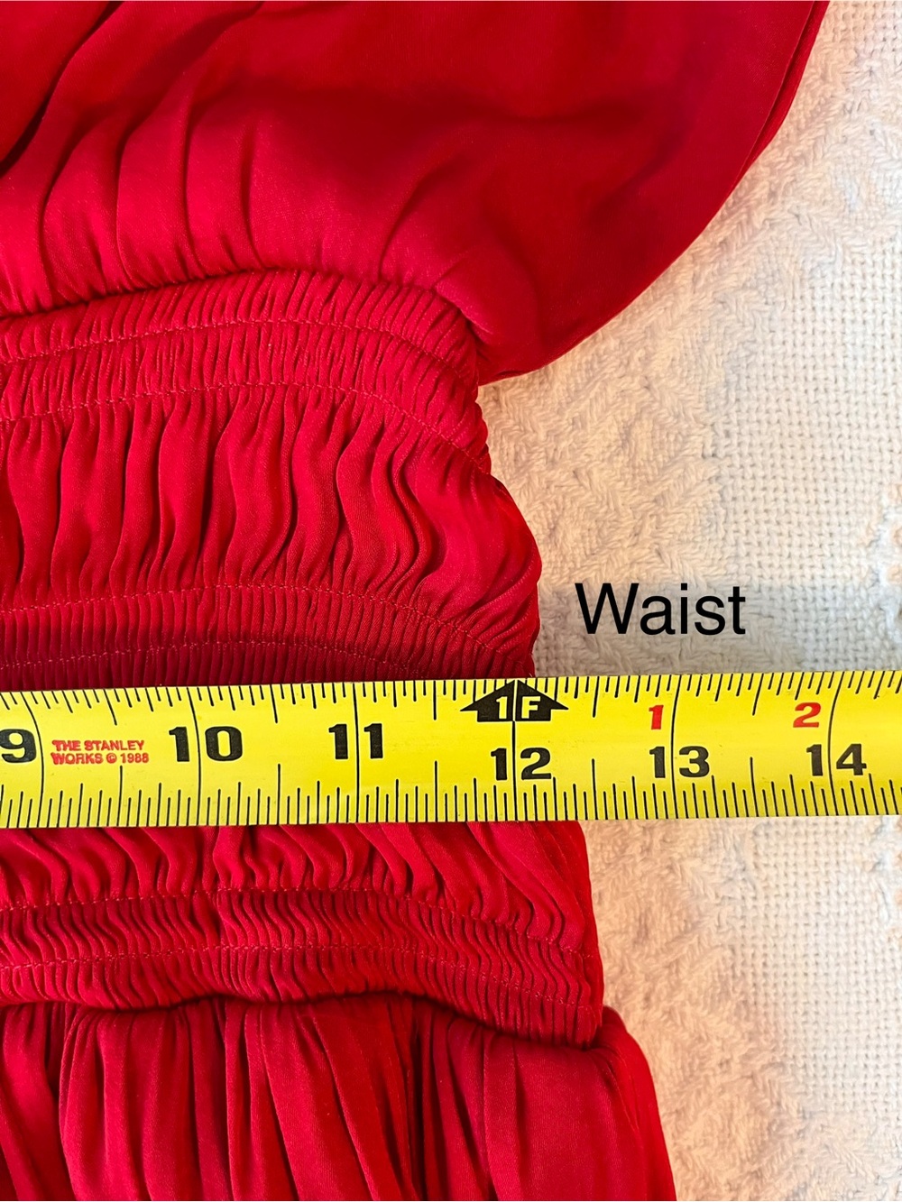 Nine West Red V-Neck Long-Sleeve Smocked Waist Dress - Picture 7 of 8